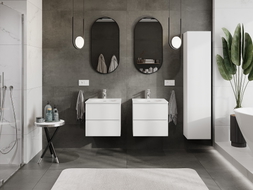 Mexen Orio Badezimmerschrank 50 cm mit Waschbecken Vela, 2 Schubladen, weiß matt - 91A10-05047-2-BFF01-W23M01