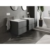Mexen Orio Badezimmerschrank 50 cm mit Waschbecken Vela, 2 Schubladen, Graphit matt/Weiß matt - 91A10-05047-2-BFF66-W23M01