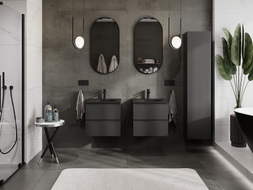 Mexen Orio 50 cm Badezimmerschrank mit Waschbecken Vela, 2 Schubladen, schwarz matt - 91A10-05047-2-BFF71-W23M71