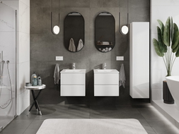 Mexen Orio Badezimmerschrank 50 cm mit Waschbecken Otis, 2 Schubladen, weißer Glanz - 91A10-05047-2-BFF00-W18M00