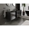 Mexen Orio Badezimmerschrank 50 cm mit Waschbecken Otis, 2 Schubladen, schwarz glänzend/schwarz matt