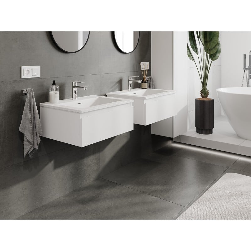 Mexen Orio Badezimmermöbel 60 cm mit Waschbecken Otis, 1 Schublade, weiß matt - 91A10-06023-1-BF01-W18M01