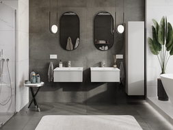 Mexen Orio Badezimmerunterschrank 60 cm mit Waschbecken Otis, 1 Schublade, grau matt/weiß matt - 91A10-06023-1-BF62-W18M01