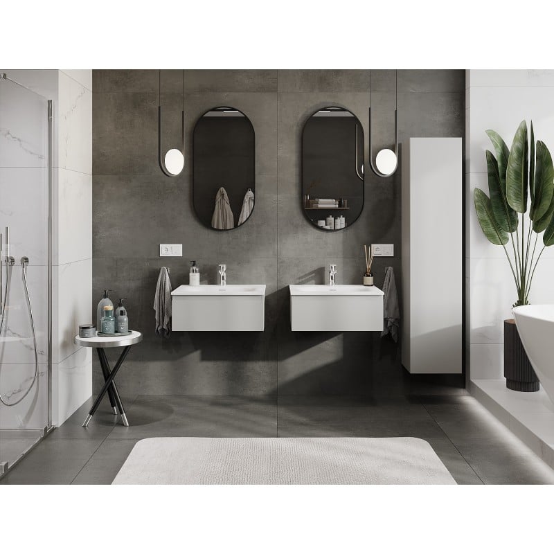 Mexen Orio Badezimmerunterschrank 60 cm mit Waschbecken Vela, 1 Schublade, grau matt/weiß matt - 91A10-06023-1-BF62-W23M01