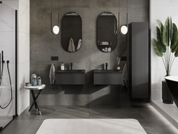 Mexen Orio 60 cm Badezimmerschrank mit Waschbecken Vela, 1 Schublade, Schwarz Matt - 91A10-06023-1-BF71-W23M71