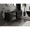 Mexen Orio Badezimmerschrank 60 cm mit Waschbecken Otis, 2 Schubladen, Schwarz glänzend/Schwarz matt