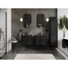 Mexen Orio Badezimmerschrank 60 cm mit Waschbecken Otis, 2 Schubladen, Schwarz glänzend/Schwarz matt