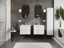 Mexen Orio Badezimmerunterschrank 60 cm mit Waschbecken Vela, 2 Schubladen, weiß matt - 91A10-06047-2-BFF01-W23M01