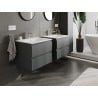 Mexen Orio Badezimmerschrank 60 cm mit Waschbecken Vela, 2 Schubladen, Graphit Matt/Weiß Matt - 91A10-06047-2-BFF66-W23M01
