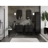 Mexen Orio Badezimmerschrank 60 cm mit Waschbecken Vela, 2 Schubladen, Schwarz Glanz/Schwarz Matt - 91A10-06047-2-BFF70-W23M71