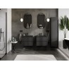 Mexen Orio Badezimmerschrank 60 cm mit Waschbecken Vela, 2 Schubladen, schwarz matt - 91A10-06047-2-BFF71-W23M71