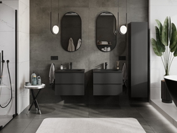 Mexen Orio Badezimmerschrank 60 cm mit Waschbecken Vela, 2 Schubladen, schwarz matt - 91A10-06047-2-BFF71-W23M71