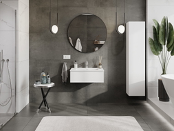 Mexen Orio Badezimmerschrank 70 cm mit Waschbecken Otis, 1 Schublade, weiß matt - 91A10-07023-1-BF01-W18M01