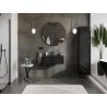 Mexen Orio Badezimmerschrank 70 cm mit Waschbecken Otis, 1 Schublade, schwarz glänzend/schwarz matt - 91A10-07023-1-BF70-W18M71