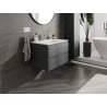 Mexen Orio Badezimmerschrank 70 cm mit Waschbecken Vela, 2 Schubladen, matt graphit/matt weiß - 91A10-07047-2-BFF66-W23M01