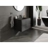 Mexen Orio Badezimmerschrank 70 cm mit Waschbecken Vela, 2 Schubladen, schwarz matt - 91A10-07047-2-BFF71-W23M71