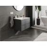 Mexen Orio Badezimmerschrank 70 cm mit Waschbecken Otis, 2 Schubladen, Graphit Matt/Weiß Matt - 91A10-07047-2-BFF66-W18M01