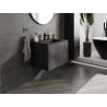 Mexen Orio Badezimmerschrank 70 cm mit Waschbecken Otis, 2 Schubladen, schwarz matt - 91A10-07047-2-BFF71-W18M71