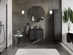 Mexen Orio Badezimmerschrank 70 cm mit Waschbecken Otis, 2 Schubladen, schwarz matt - 91A10-07047-2-BFF71-W18M71