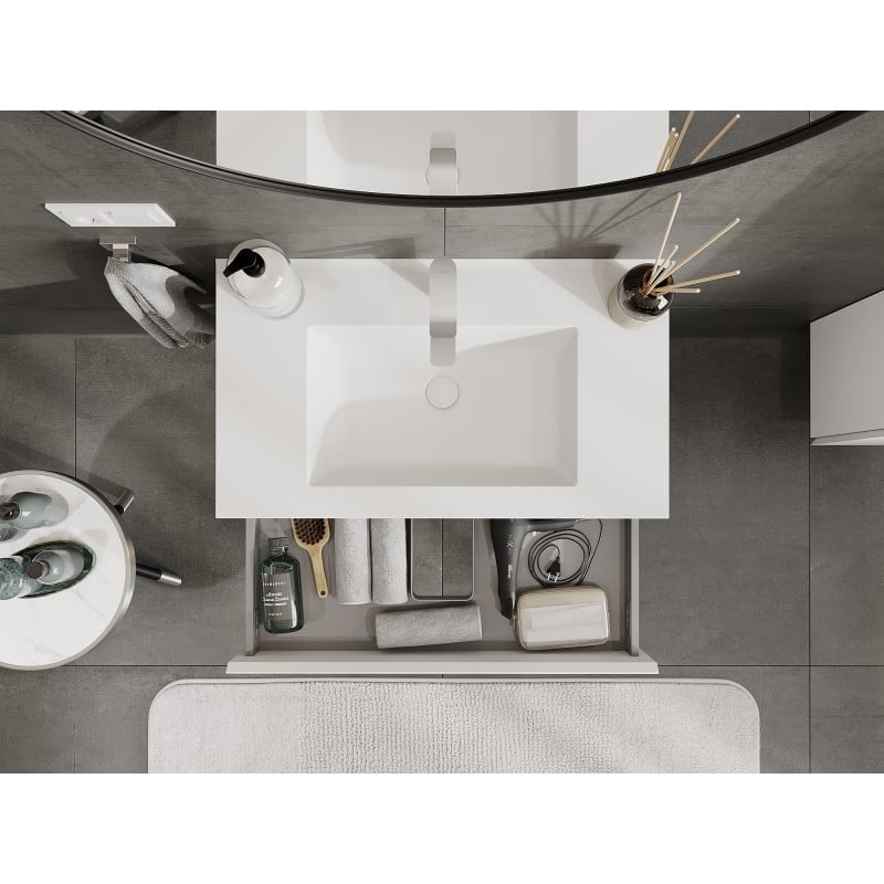 Mexen Orio Badezimmer-Unterschrank 80 cm mit Waschbecken Otis, 1 Schublade, weiß matt - 91A10-08023-1-BF01-W18M01