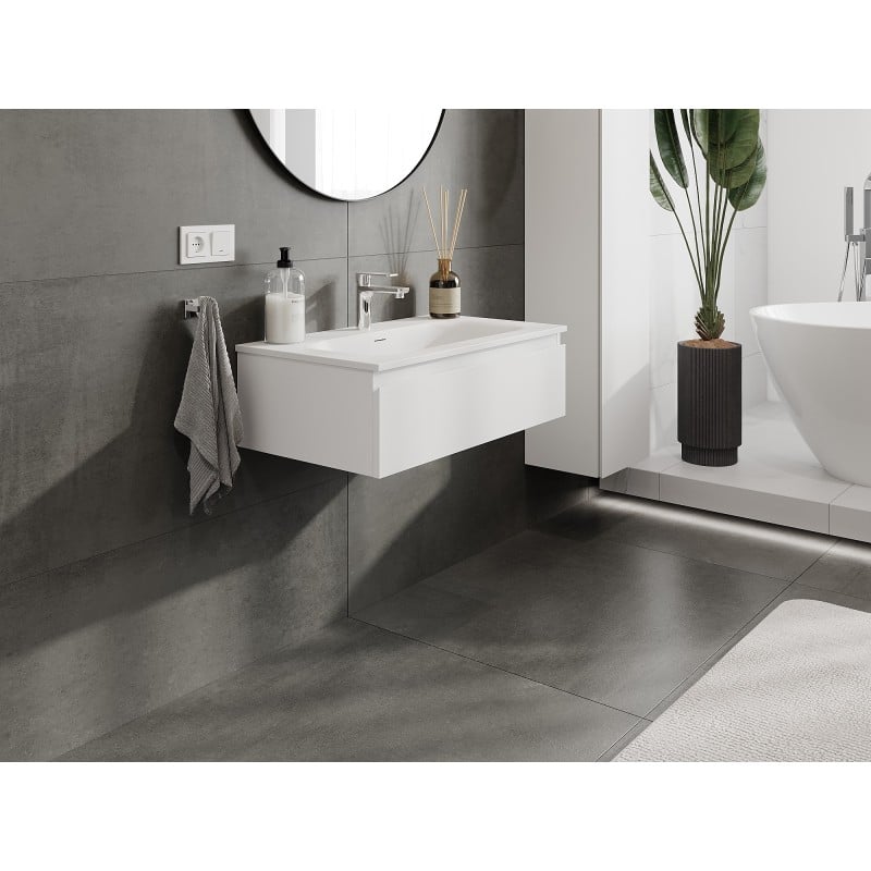 Mexen Orio Badschrank 80 cm mit Waschbecken Vela, 1 Schublade, weiß matt - 91A10-08023-1-BF01-W23M01
