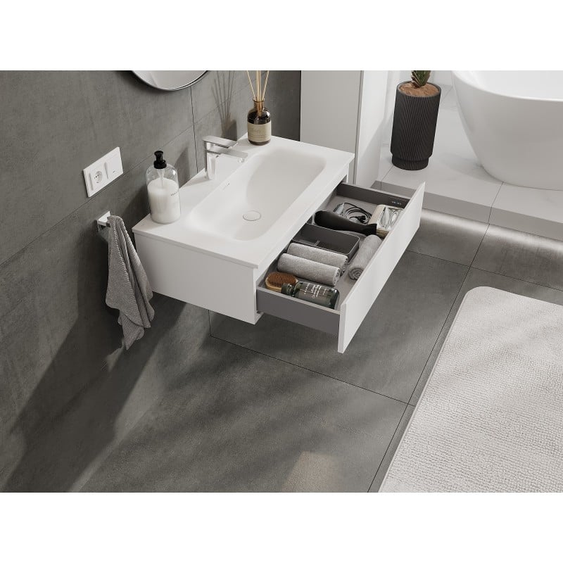 Mexen Orio Badschrank 80 cm mit Waschbecken Vela, 1 Schublade, weiß matt - 91A10-08023-1-BF01-W23M01