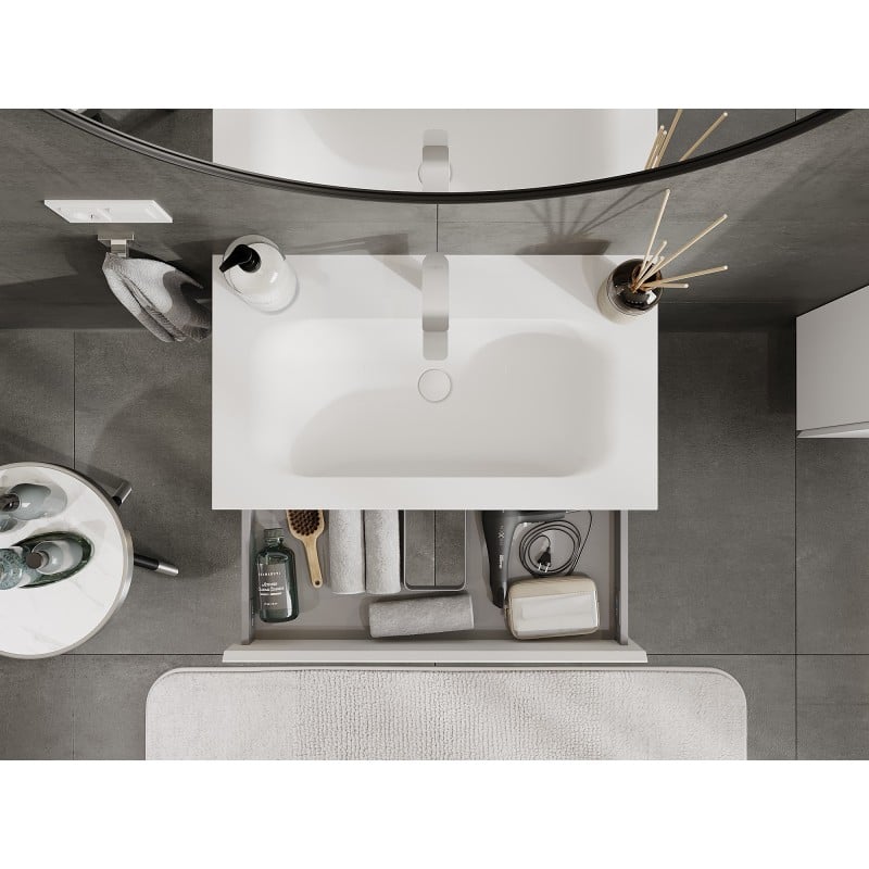 Mexen Orio Badschrank 80 cm mit Waschbecken Vela, 1 Schublade, weiß matt - 91A10-08023-1-BF01-W23M01