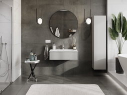 Mexen Orio Badezimmerschrank 80 cm mit Waschbecken Vela, 1 Schublade, grau matt/weiß matt - 91A10-08023-1-BF62-W23M01
