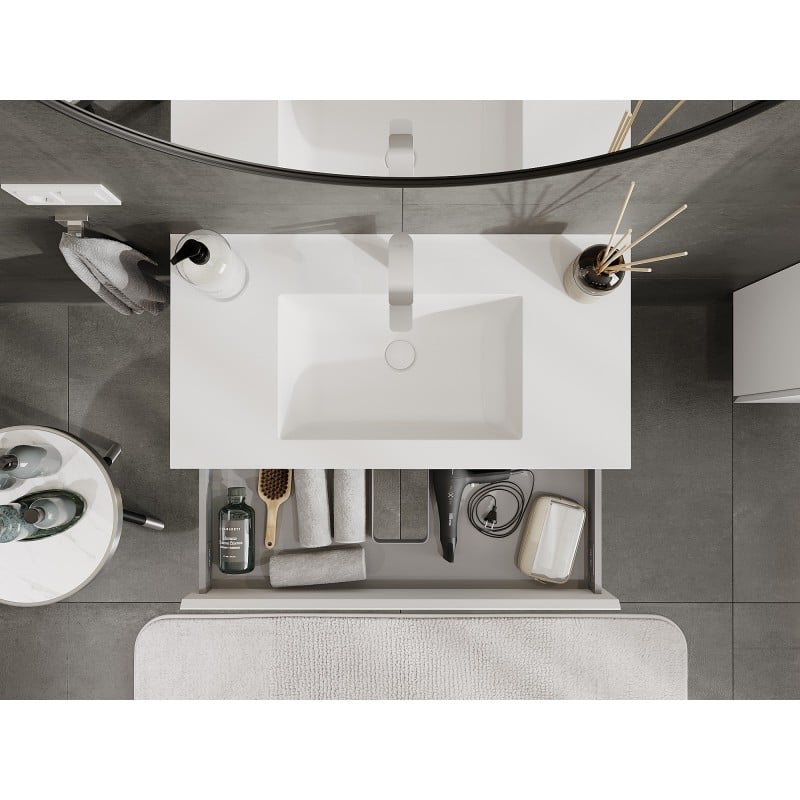 Mexen Orio Badezimmerschrank 90 cm mit Waschbecken Otis, 1 Schublade, weiß matt - 91A10-09023-1-BF01-W18M01