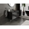 Mexen Orio Badezimmerschrank 90 cm mit Waschbecken Otis, 2 Schubladen, Schwarz Hochglanz/Schwarz Matt