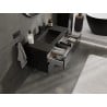 Mexen Orio Badezimmerschrank 90 cm mit Waschbecken Otis, 2 Schubladen, Schwarz Hochglanz/Schwarz Matt