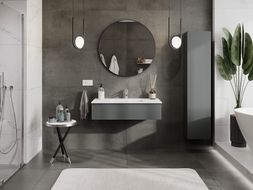Mexen Orio Badezimmerschrank 100 cm mit Waschbecken Otis, 1 Schublade, grafit matt/weiß matt - 91A10-10023-1-BF66-W18M01