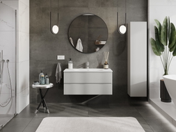 Mexen Orio Badezimmerschrank 100 cm mit Waschbecken Vela, 2 Schubladen, grau matt/weiß matt - 91A10-10047-2-BFF62-W23M01