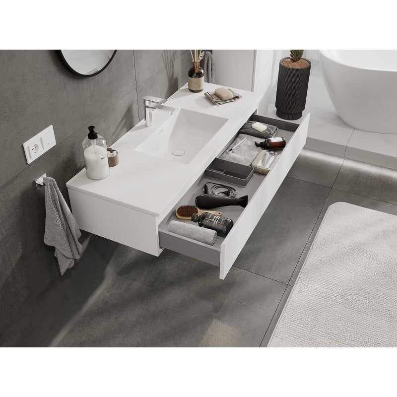 Mexen Orio Badezimmerschrank 120 cm mit Waschbecken Otis, 1 Schublade, weiß matt - 91A10-12023-1-BF01-W18M01