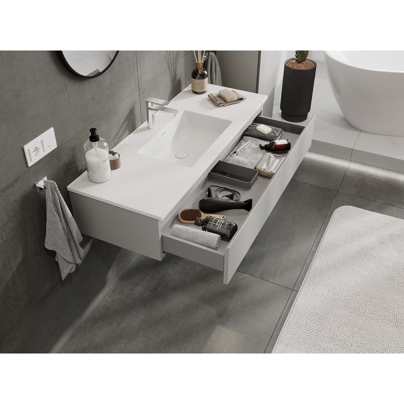 Mexen Orio 120 cm Badezimmermöbel mit Waschbecken Otis, 1 Schublade, Grau Matt/Weiß Matt - 91A10-12023-1-BF62-W18M01