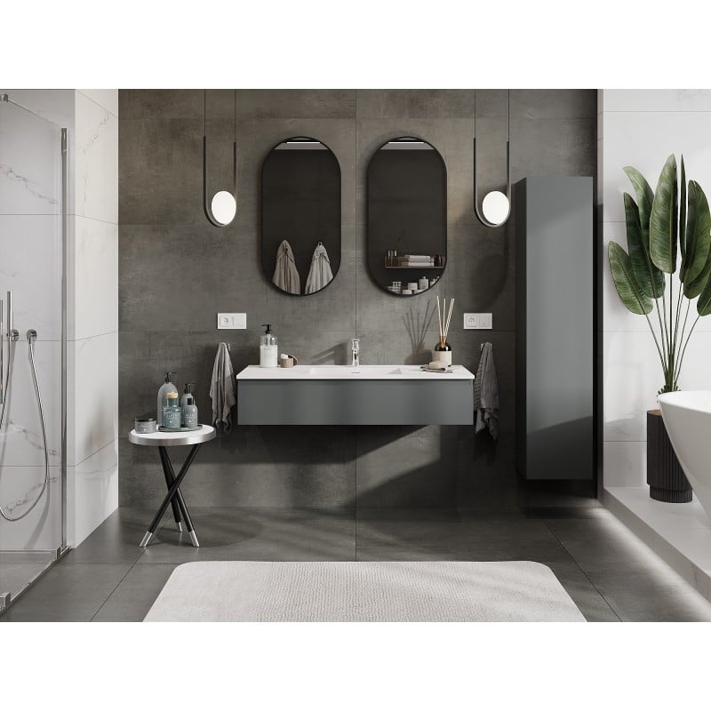 Mexen Orio Badezimmer-Unterschrank 120 cm mit Waschbecken Otis, 1 Schublade, graphit matt/weiß matt - 91A10-12023-1-BF66-W18M01