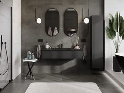 Mexen Orio Badezimmer-Unterschrank 120 cm mit Waschbecken Otis, 1 Schublade, schwarz matt - 91A10-12023-1-BF71-W18M71