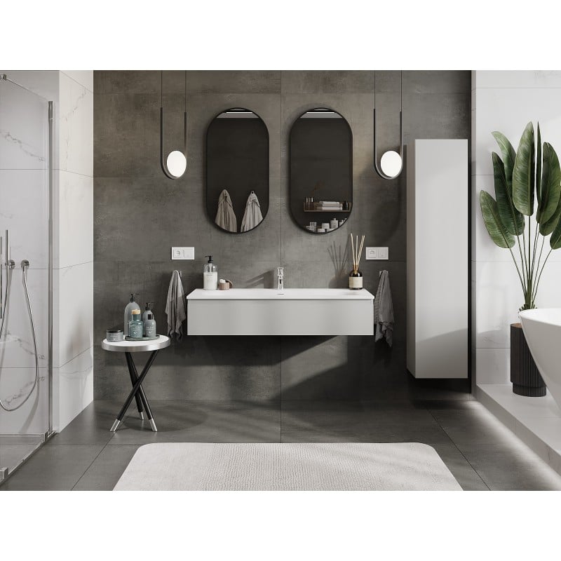 Mexen Orio Badezimmermöbel 120 cm mit Waschbecken Vela, 1 Schublade, Grau Matt/Weiß Matt - 91A10-12023-1-BF62-W23M01