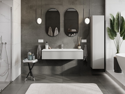 Mexen Orio Badezimmermöbel 120 cm mit Waschbecken Vela, 1 Schublade, Grau Matt/Weiß Matt - 91A10-12023-1-BF62-W23M01