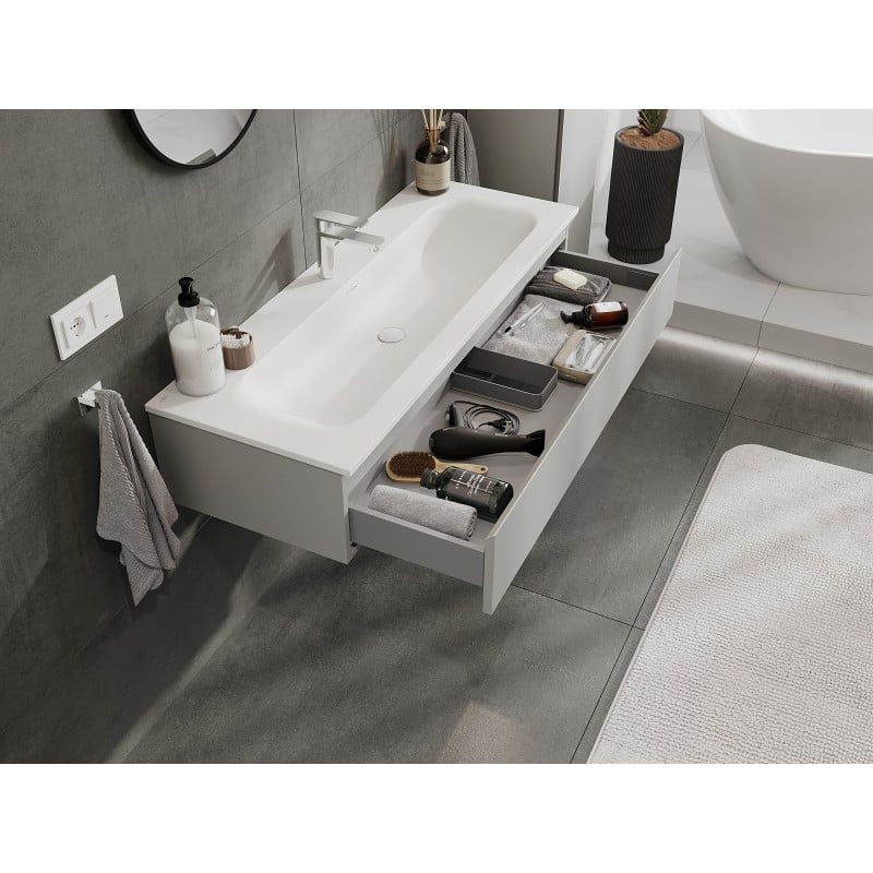 Mexen Orio Badezimmermöbel 120 cm mit Waschbecken Vela, 1 Schublade, Grau Matt/Weiß Matt - 91A10-12023-1-BF62-W23M01