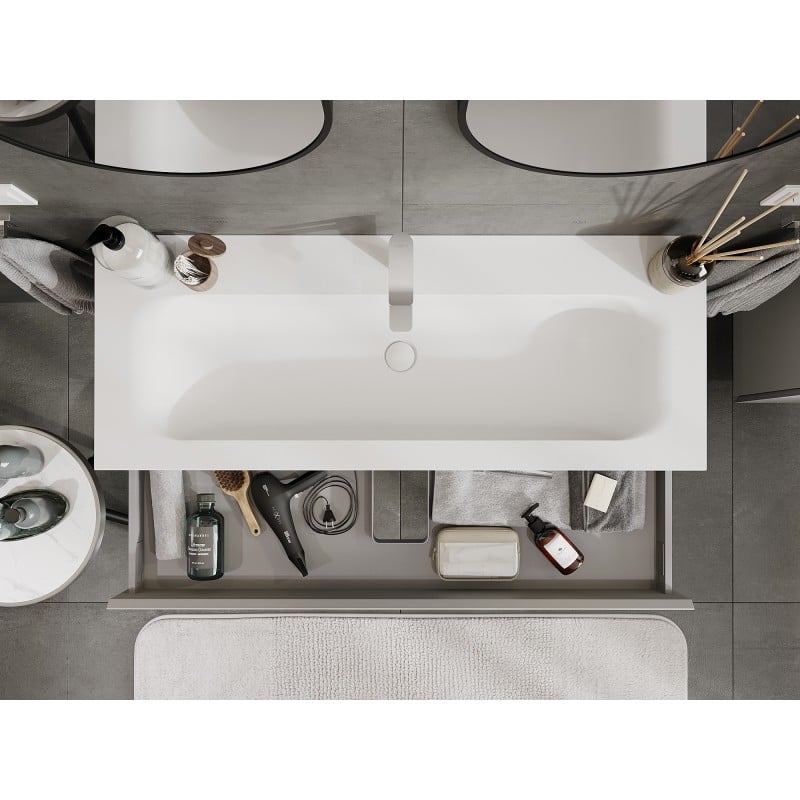 Mexen Orio Badezimmermöbel 120 cm mit Waschbecken Vela, 1 Schublade, Grau Matt/Weiß Matt - 91A10-12023-1-BF62-W23M01