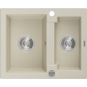 Mexen Carlos Granitspüle 1,5-Becken 582 x 475 mm, beige, Siphon Chrom - 6518581500-69