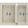 Mexen Carlos Granitspüle 1,5-Kammer 582 x 475 mm, beige, Siphon Chrom - 6518581500-69