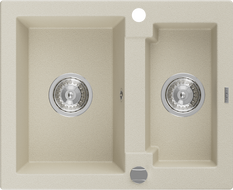 Mexen Carlos Granitspüle 1,5-Kammer 582 x 475 mm, beige, Siphon Chrom - 6518581500-69