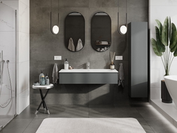 Mexen Orio Badezimmerschrank 120 cm mit Waschbecken Vela, 1 Schublade, graphit matt/weiß matt - 91A10-12023-1-BF66-W23M01