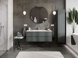 Mexen Orio Badezimmerschrank 120 cm mit Waschbecken Otis, 2 Schubladen, Graphit matt/weiß matt - 91A10-12047-2-BFF66-W18M01