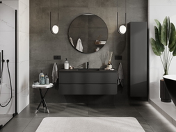 Mexen Orio Badezimmerschrank 120 cm mit Waschbecken Otis, 2 Schubladen, schwarz matt - 91A10-12047-2-BFF71-W18M71