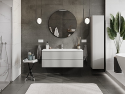 Mexen Orio Badezimmerschrank 120 cm mit Waschbecken Vela, 2 Schubladen, grau matt/weiß matt - 91A10-12047-2-BFF62-W23M01