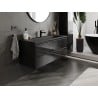 Mexen Orio Badezimmerschrank 120 cm mit Waschbecken Vela, 2 Schubladen, schwarz glänzend/schwarz matt