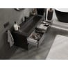Mexen Orio Badezimmerschrank 120 cm mit Waschbecken Vela, 2 Schubladen, schwarz glänzend/schwarz matt